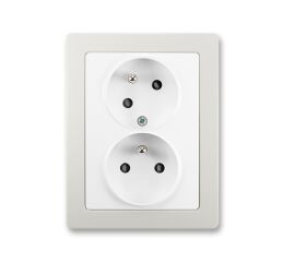 Swing®L 5513J-C02357 B1S1 zásuvka dvojnásobná s ochr. kolíky, s clonkami, s natočenou dutinou barva jasně bílá / světle šedá * ABB