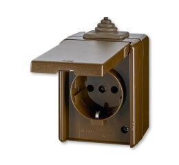 Zásuvka jednonásobná IP44, s ochr. kontakty (podle DIN), s víčkem *5518-3929 H hnědá ABB