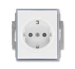 Element® 5518E-A03459 04 zásuvka jednonásobná s ochr. kontakty (podle DIN), s clonkami barva bílá / ledová šedá ABB