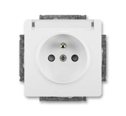 Swing® 5518G-A02352 B1 zásuvka jednonásobná s ochr. kolíkem, s clonkami, s popis. polem barva jasně bílá *ABB