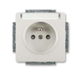 Swing® 5518G-A02352 S1 zásuvka jednonásobná s ochr. kolíkem, s clonkami, s popis. polem barva světle šedá *ABB