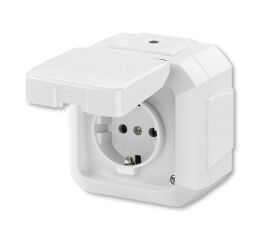 Zásuvka jednonásobná IP54, s ochr. kontakty (podle DIN), s víčkem *5518N-C03540 B bílá ABB