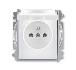 Element® 5519E-A02397 04 zásuvka jednonásobná, chráněná, s clonkami a víčkem, s bezšroub. sv.barva bílá / ledová šedá ABB
