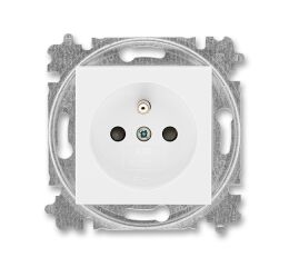Levit® 5519H-A02357 03 zásuvka jednonásobná s ochranným kolíkem, s clonkami barva  bílá / bílá  *ABB