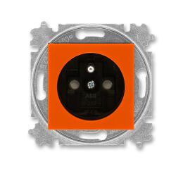 Levit® 5519H-A02357 66 zásuvka jednonásobná s ochranným kolíkem, s clonkami barva  oranžová / kouřová černá * ABB