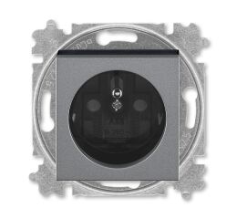 Levit®M 5519H-A02357 69 zásuvka jednonásobná s ochranným kolíkem, s clonkami barva ocelová / kouřová černá ABB