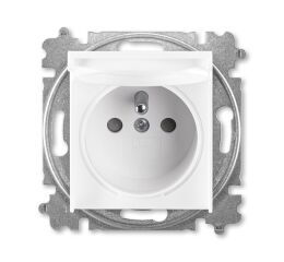 Levit® 5519H-A02397 03 zásuvka jednonásobná s ochr. kolíkem, s clonkami, s víčkem barva  bílá / bílá * ABB