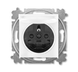 Levit® 5519H-A02397 62 zásuvka jednonásobná s ochr. kolíkem, s clonkami, s víčkem barva bílá / kouřová černá *  ABB