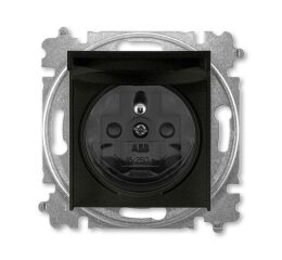 Levit®M 5519H-A02397 63 zásuvka jednonásobná s ochr. kolíkem, s clonkami, s víčkem barva onyx / kouřová černá ABB