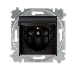Levit®M 5519H-A02997 63 zásuvka jednonásobná s ochr. kolíkem, s clonkami, s víčkem, IP44 barva černá ABB