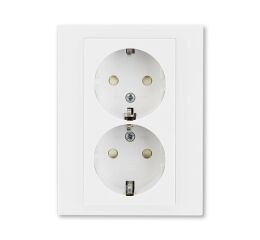 Levit® 5522H-C03457 03 zásuvka dvojnásobná s ochrannými kontakty (podle DIN), s clonkami, bš.barva  bílá / bílá * ABB