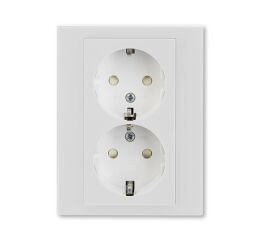Levit® 5522H-C03457 16 zásuvka dvojnásobná s ochrannými kontakty (podle DIN), s clonkami, bš.barva  šedá / bílá * ABB