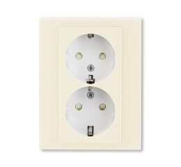 Levit® 5522H-C03457 17 zásuvka dvojnásobná s ochrannými kontakty (podle DIN), s clonkami, bš.barva  slonová kost / bílá  *ABB