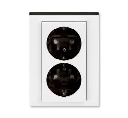 Levit® 5522H-C03457 62 zásuvka dvojnásobná s ochrannými kontakty (podle DIN), s clonkami, bš.barva  bílá / kouřová černá * ABB