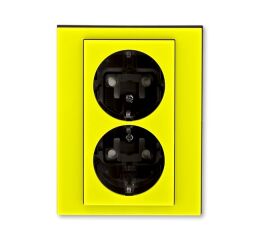 Levit® 5522H-C03457 64 zásuvka dvojnásobná s ochrannými kontakty (podle DIN), s clonkami, bš.barva  žlutá / kouřová černá * ABB