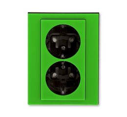 Levit® 5522H-C03457 67 zásuvka dvojnásobná s ochrannými kontakty (podle DIN), s clonkami, bš.barva zelená / kouřová černá * ABB