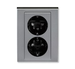 Levit®M 5522H-C03457 69 zásuvka dvojnásobná s ochrannými kontakty (podle DIN), s clonkami, bš.barva ocelová / kouřová černá ABB