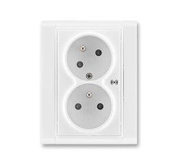 Time® 5583F-C02357 03 zásuvka dvojnásobná s natoč. dutinou, s přep. ochr., s akustickou sig.barva bílá / bílá ABB