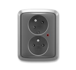 Tango 5593A-C02357 S zásuvka dvojnásobná s natoč. dutinou, s přep. ochr., s optickou sig.barva kouřová šedá *ABB