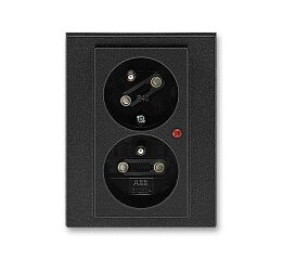 Levit®M 5593H-C02357 63 zásuvka dvojnásobná, s ochranou před přepětím barva onyx / kouřová černá ABB