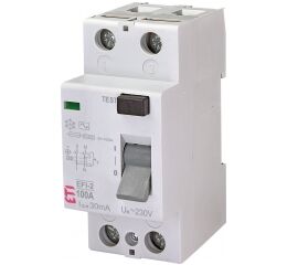 ETI EFI-2 AC 100/0,03 10kA *002062531 Proudový chránič 1p+N, 2M, typ AC, I?n = 30mA, Icn = 10kA, In = 100A, Un = 230V