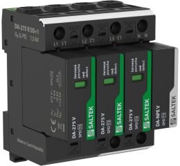 Saltek DA-275 V/3S+1 přepěťová ochrana třífázová, zapojení 3+1, instalace těsně před chráněné zařízení, vhodné pro systémy TN a TT, 63 A, dálková signalizace poruchy