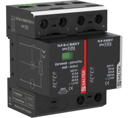 Saltek FLP-B+C MAXI VS/1+1 kombinovaný svodič bleskových proudů a přepětí, vhodné pro 1-fázový systém TT, instalace na vstupu do budovy, 50 kA (10/350), 100 kA (8/20), dálková signalizace poruchy