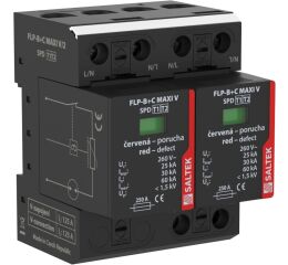 Saltek FLP-B+C MAXI V/2 kombinovaný svodič bleskových proudů a přepětí, vhodné pro 1-fázový systém TN-S, instalace na vstupu do budovy, 50 kA (10/350), 120 kA (8/20)