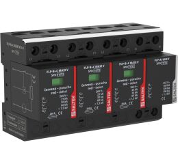 Saltek FLP-B+C MAXI V/3+1 kombinovaný svodič bleskových proudů a přepětí, vhodné pro 3-fázový systém TT, instalace na vstupu do budovy, 100 kA (10/350), 100 kA (8/20)