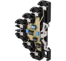 Saltek DM-024/1-RS přepěťová ochrana dvoužilových signálových linek, instalace těsně před chráněné zařízení, šroubová řadová svorka, 24 V DC, do 0,5 A