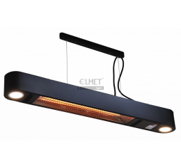 Infra topidlo se svítidlem ET0002 výkon 1500W + LED světla 2x3,5W černé s dálkovým ovladačem, závěsné