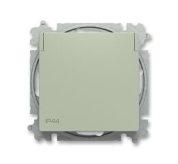Zoni® 6619T-A06995 243 zásuvka jednonásobná, s clonkami, s víčkem, IP44 barva olivová ABB
