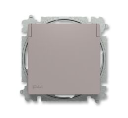 Zoni® 6619T-A06995 244 zásuvka jednonásobná, s clonkami, s víčkem, IP44 barva greige ABB
