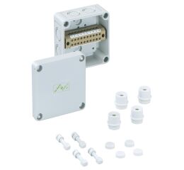 Spelsberg RKK 4/10-10x4? Skříň pro řadové svorkovnice, druh krytí IP54/IP66 , max. 4?, rázová houževnatost IK07, třída ochrany II, Ui 400V AC, bez obsahu halogenů *60740401