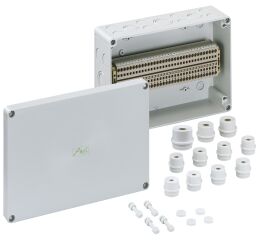 Spelsberg RKi 4/34 SL-34x4? Skříň pro řadové svorkovnice, druh krytí IP54/IP66 , max. 4?, rázová houževnatost IK08, třída ochrany II, Ui 400V AC, bez obsahu halogenů *63003401