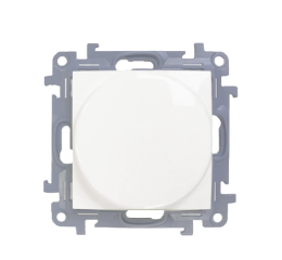 Simon 10 CS9LA.01/11 Stmívač pro stmívatelné LED, otočné ovládání, tlačítkové spínání, jednoobvodový, 230 V / 5 - 250 W, šroubové svorky bílá