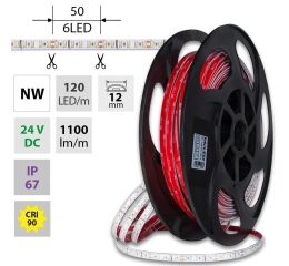 LED pásek SMD2835 NW, 120LED/m, 14W/m, DC 24V,1100lm/m,CRI90,IP67,12mm *ML-126.012.90.2