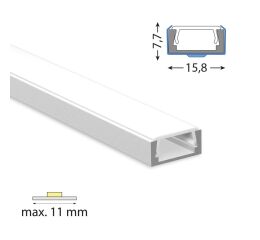 ML-761.001.74.2 Přisazený hliníkový profil PG2 16x8mm včetně mléčného difuzoru 2m