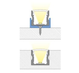 Přisazený hliníkový profil 17x15 mm, matný difuzor 1m *ML-761.006.43.1