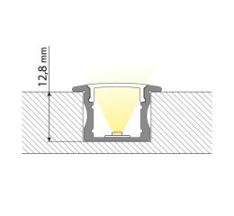 Vestavný hliníkový profil 23x15 mm, čirý difuzor 2m *ML-761.015.43.2
