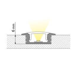Vestavný hliníkový profil 24x8 mm, čirý difuzor 2m *ML-761.029.02.2