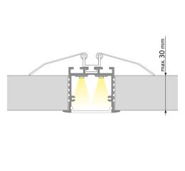 Vestavný hliníkový profil 44x35 mm, mléčný difuzor 2m *ML-761.030.02.2