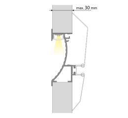Nástěnný hliníkový profil 29x70 mm, čirý difuzor 2m *ML-761.067.02.2