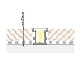 Nášlapný hliníkový profil 26x26 mm, mléčný difuzor 2m *ML-761.076.02.2