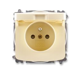 Tango 6619A-A06397 C zásuvka jednonásobná s ochranným kolíkem, s clonkami, s víčkem (typ 6619) barva slonová kost *ABB