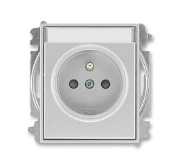 Time®Arbo 6619E-A06352 08 zásuvka jednonásobná s ochranným kolíkem, s clonkami, s popisovým polem (typ 6619) barva titanová ABB