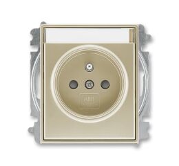 Time®Arbo 6619E-A06352 33 zásuvka jednonásobná s ochranným kolíkem, s clonkami, s popisovým polem (typ 6619) barva šampaňská ABB