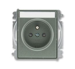 Time®Arbo 6619E-A06352 34 zásuvka jednonásobná s ochranným kolíkem, s clonkami, s popisovým polem (typ 6619) barva antracitová ABB