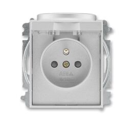 Time®Arbo 6619E-A06397 08 zásuvka jednonásobná s ochranným kolíkem, s clonkami, s víčkem (typ 6619) barva titanová ABB