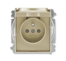 Time®Arbo 6619E-A06397 33 zásuvka jednonásobná s ochranným kolíkem, s clonkami, s víčkem (typ 6619) barva šampaňská ABB